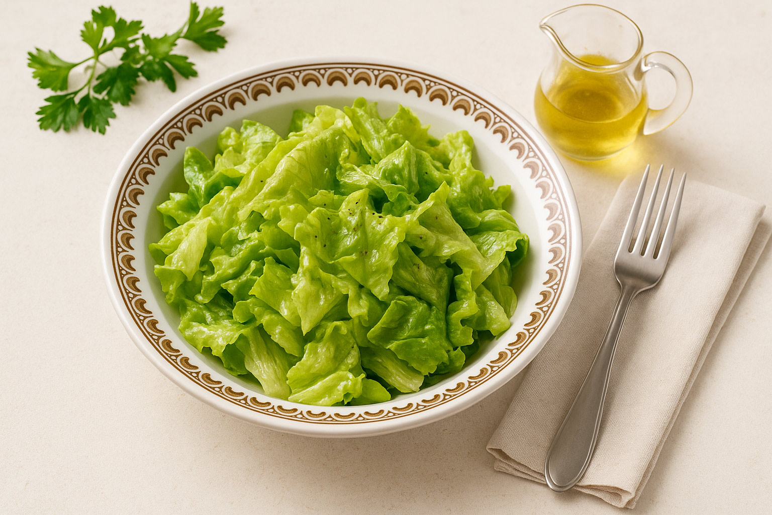 Grüner Salat mit Essig und Zucker
